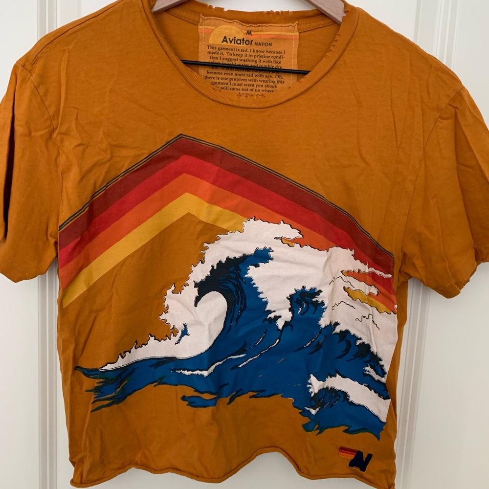 Aviator Nation Boyfriend Tee Mountain Nugget Gold